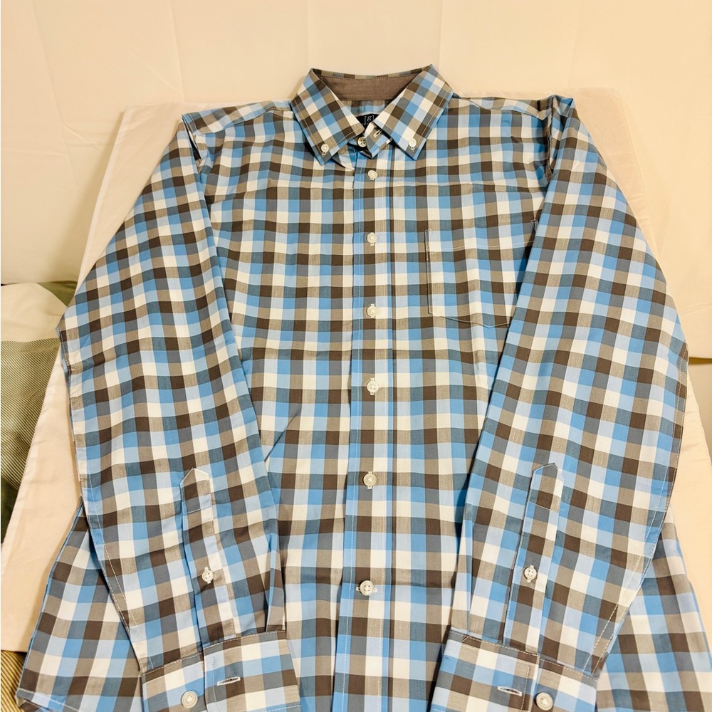 George Blue and Brown Casual Button Down Shirt